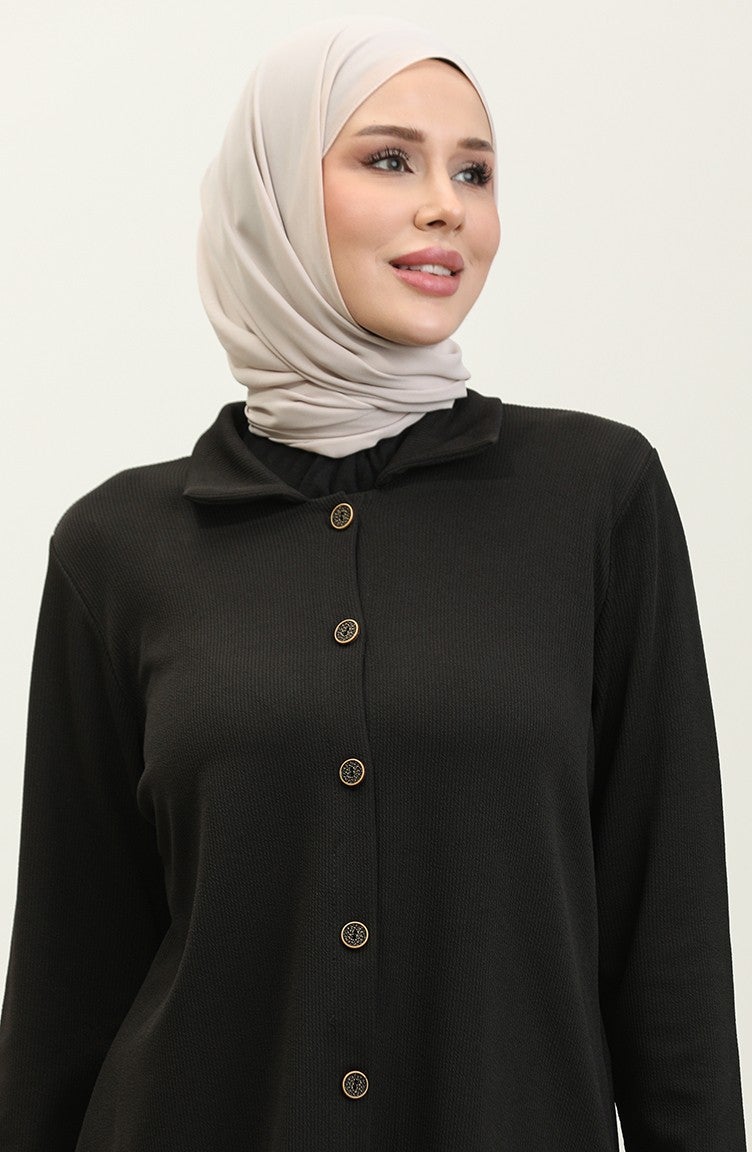 Sefa Merve Asya Tunic Trousers Double Suit 2611-01 Black  - Image 3