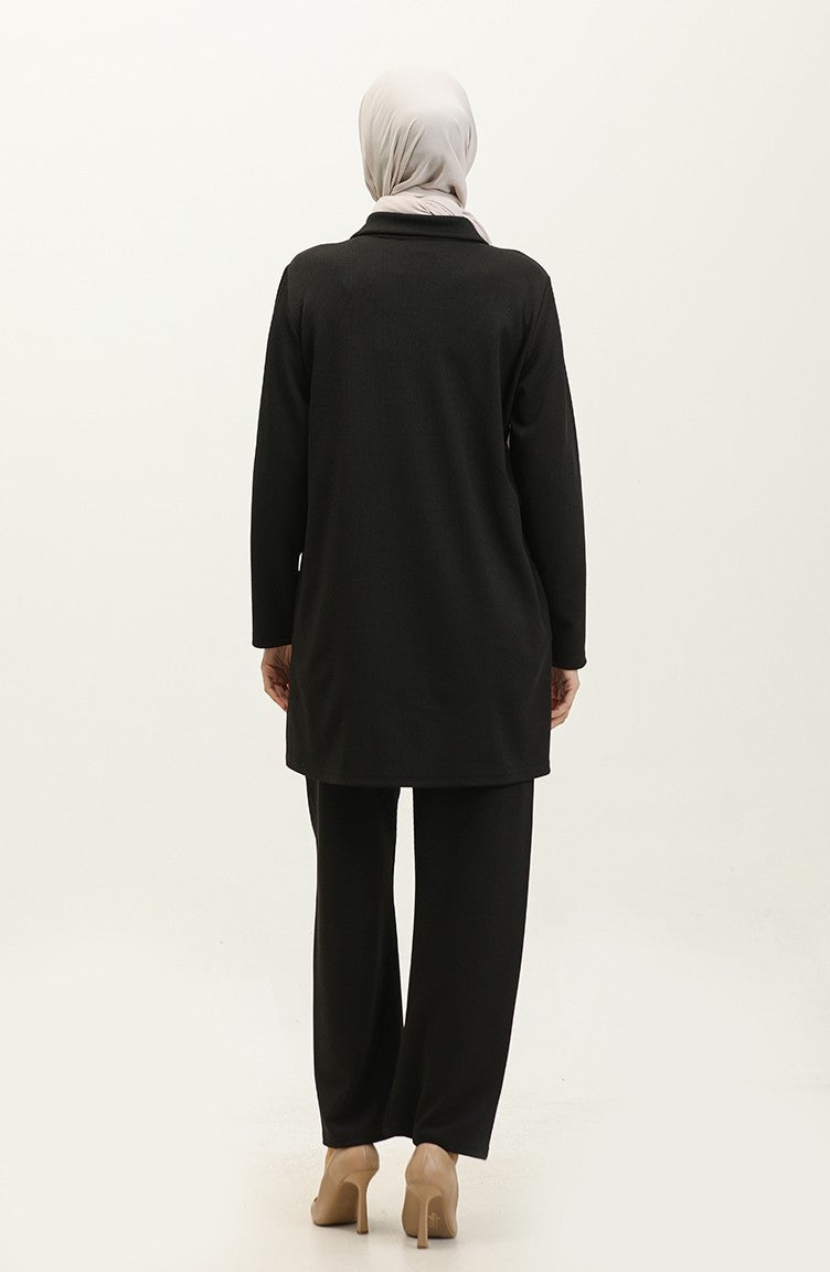 Sefa Merve Asya Tunic Trousers Double Suit 2611-01 Black  - Image 5