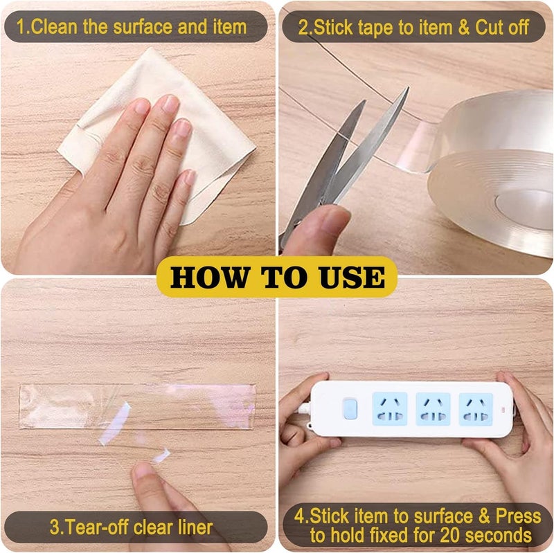 Kelasy Nano Double Sided Tape Heavy Duty,Extra Strong Sticky Double Sided Mounting Tape,1.2" x 120",Clear Adhesive Poster Wall Tape for Decoration - Image 4