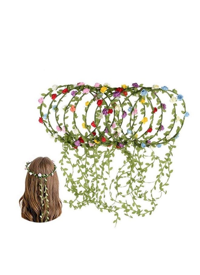 Kaptin 10 Pack Multicolor Flower Crown Headband Women Girl Fashion Floral Crown Garland Headbands For Festival Celebration Wedding Party Without Anchor Strap (10Pcs)  - Image 2