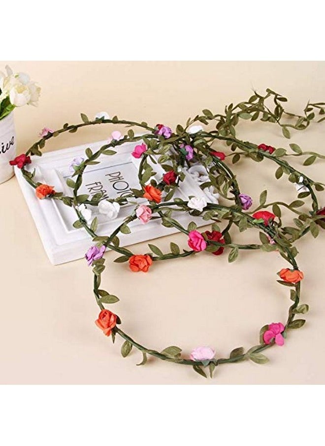 Kaptin 10 Pack Multicolor Flower Crown Headband Women Girl Fashion Floral Crown Garland Headbands For Festival Celebration Wedding Party Without Anchor Strap (10Pcs)  - Image 5