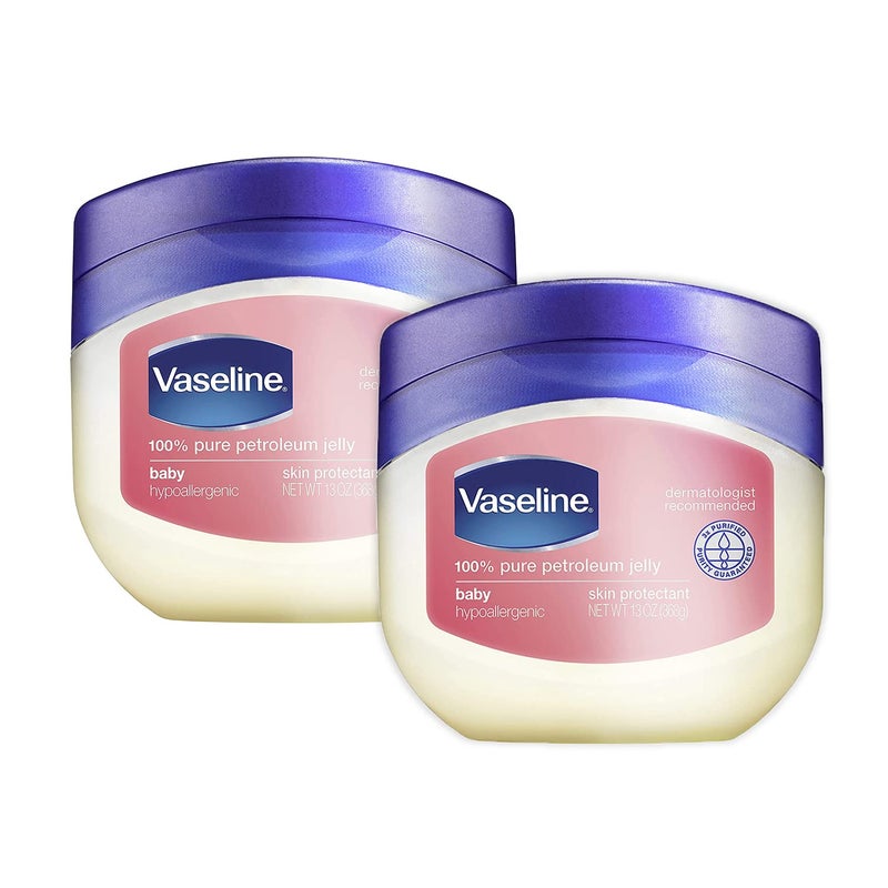Vaseline, 100% Pure Petroleum Jelly Baby, Dermatologist Recommended, Hypoallergenic, Skin Protectant, Treat & Prevent Diaper Rash and Chafed Skin, Seals out Wetness, 2 pack -13 oz ea - Image 1