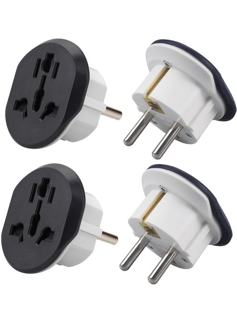 【4 pack】 EU Travel Plug Converter Adapter, UAE, USA, EU, UK, AU, CN to KSA/EU/Germany Socket, 10A 2500W Travel Adapter, Universal Socket Travel Adaptor Power Converter Wall Charger  for Business Trip Holiday Hotel Airport for Cell Phone, Laptop - Image 1
