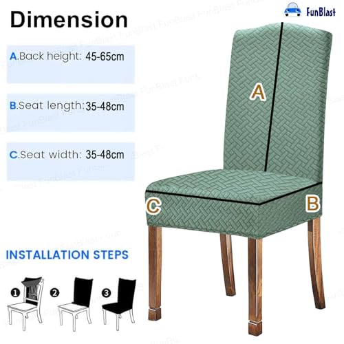 FunBlast Chair Covers - Universal Jacquard Chair Cover, Elastic Stretch Removable Washable Dining Chair Cover Protector Seat Slipcover, Short Dining Chair Cover (Saga Green, Pack of 4) - Image 5