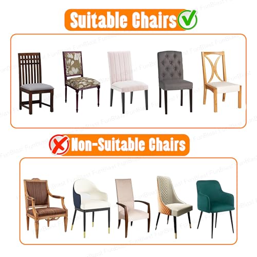 FunBlast Chair Covers - Universal Jacquard Chair Cover, Elastic Stretch Removable Washable Dining Chair Cover Protector Seat Slipcover, Short Dining Chair Cover (Saga Green, Pack of 4) - Image 3