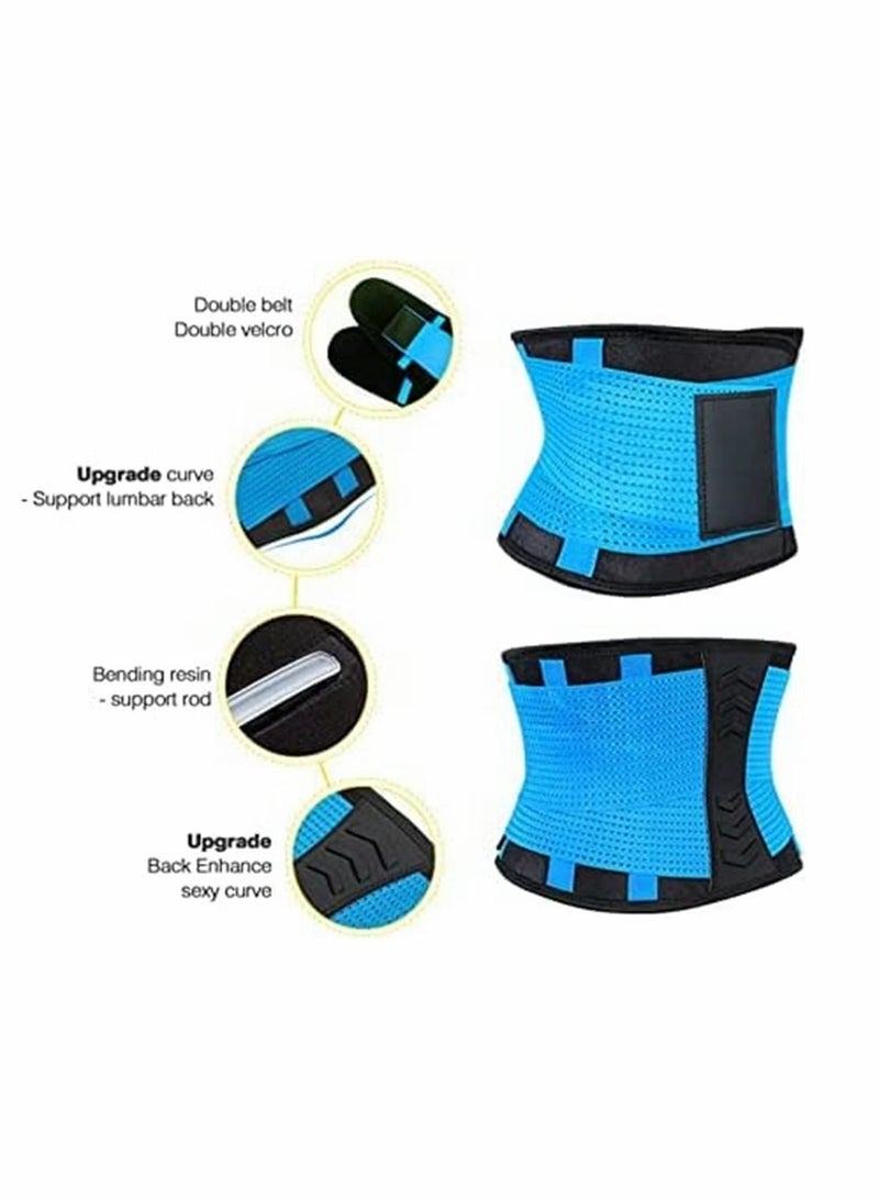 Y&D Waist Trainer Belt for Women, Sport Girdle Belt, Slimming Sauna Breathable Trimmer Belly Band Sweat Sports Exercise with Adjustable Straps, Body Shaper (Blue, L) - Image 4