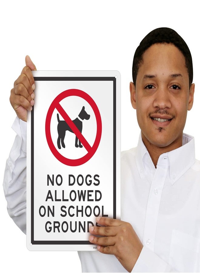 SmartSign "No Dogs Allowed On School Grounds" Metal Sign with Symbol, 14 x 10 inch, 40 mil Laminated Rustproof Aluminum, Red/Black on White, Made in USA - Image 2