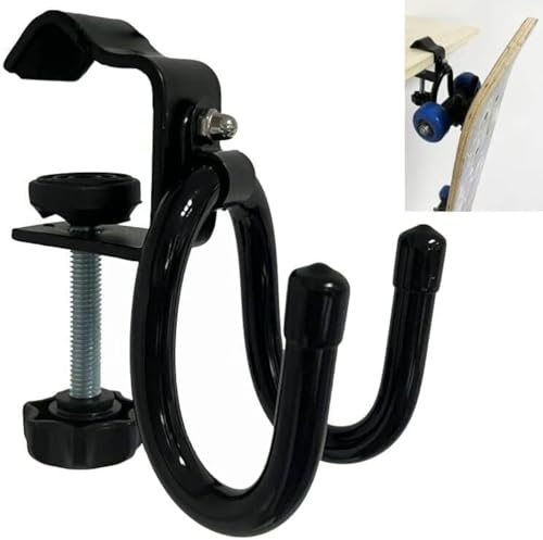 AUXPhome Desk Store Clamp-On Skateboard Holder - Skateboard Hooks Stand Clamp Hook Under Desk Space Save Mount for Headphone, Backpacks, Longboard, Mini Cruiser and More - Image 1
