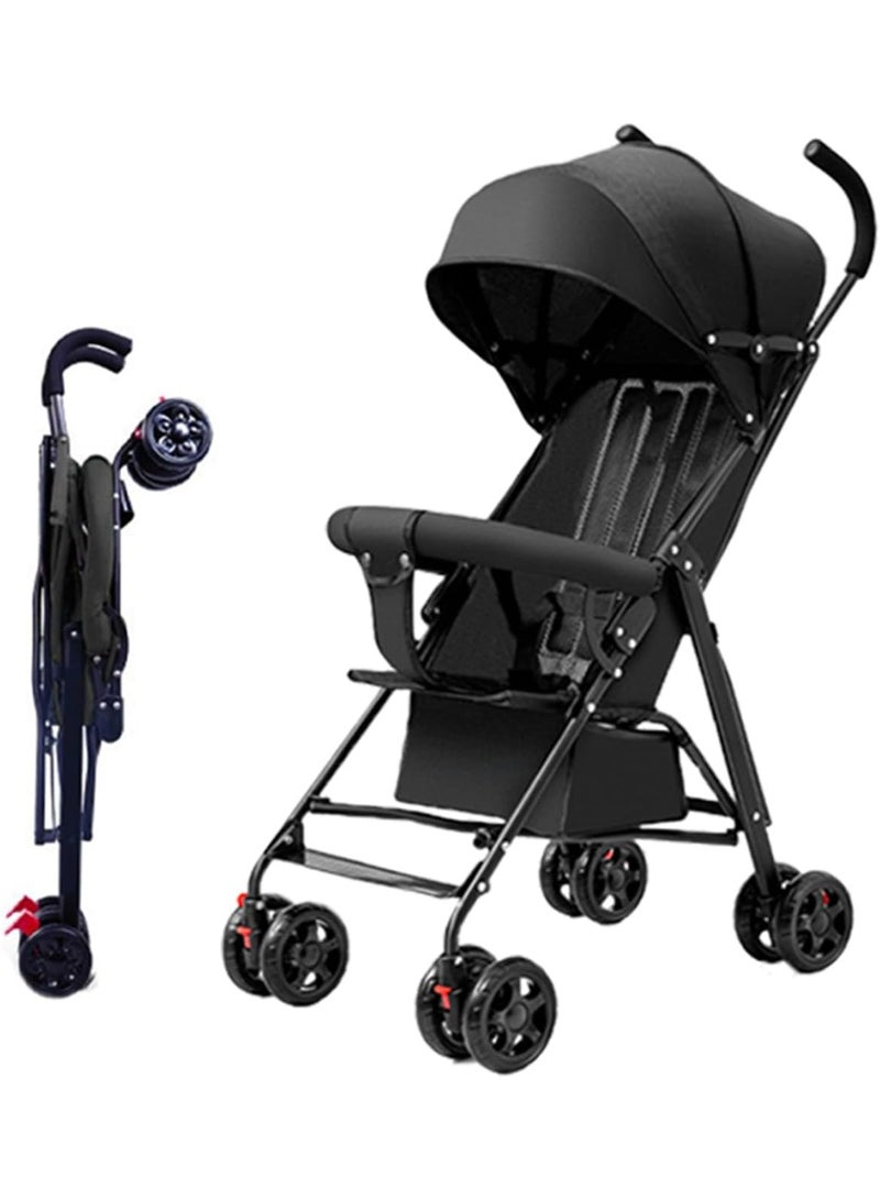 HI-FINE Baby Stroller,Lightweight Toddler Travel Stroller,Ultra Compact Stroller for Airplane,Newborn Stroller with Cup holder,Back rope,Mommy bag,Mosquito net,Storage basket,Rain cover and Cotton pad - Image 1