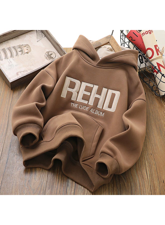 WINTER Kids' Clothing Boys' Fleece Hoodie New Autumn Style Children's Outerwear Thick Cotton Top Trendy - Image 1