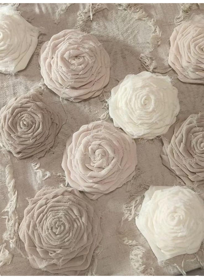 3 بكرات من شريط الشيفون الحريري المصنوع يدوياً باللون الأبيض الكريمي مع حواف مشعرة 1" × 5 ياردة (3 بكرات 15 ياردة) لدعوات الزفاف، باقات العرائس، تغليف الهدايا، الحرف اليدوية. (1 بوصة، أبيض كريمي) - Image 4