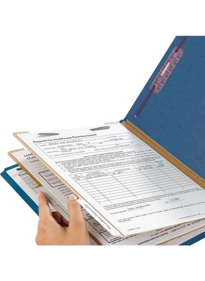 Smead Smead Pressboard Classification File Folder with SafeSHIELD Fasteners, 2 Dividers, 2" Expansion, Letter Size, Dark Blue, 10 per Box (14032)  - Image 3