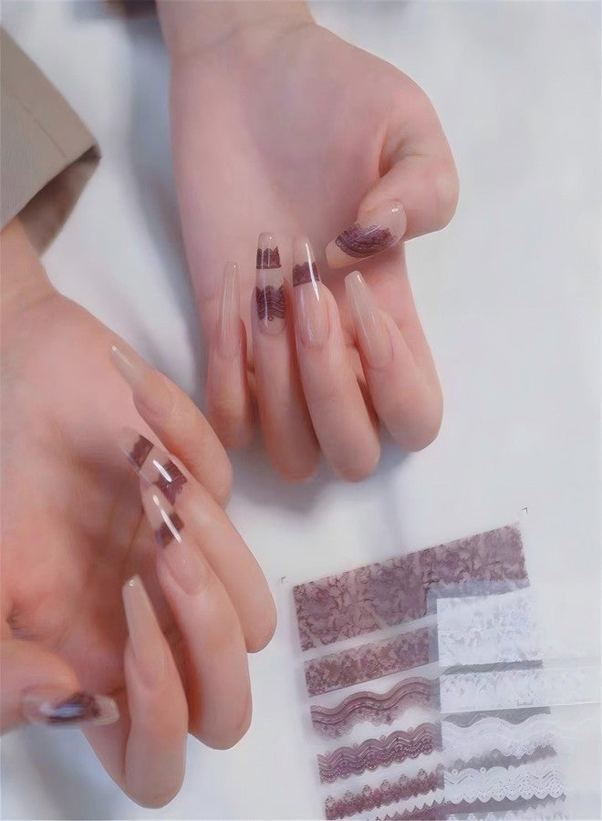 Dedyel Lace Nail Stickers Bridal Wedding Nail Art Stickers Black White Red Brown Lace Nail Decals for Women Nail Decoration - Image 4