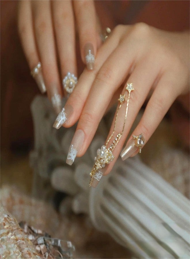 Dedyel Lace Nail Stickers Bridal Wedding Nail Art Stickers Black White Red Brown Lace Nail Decals for Women Nail Decoration - Image 5