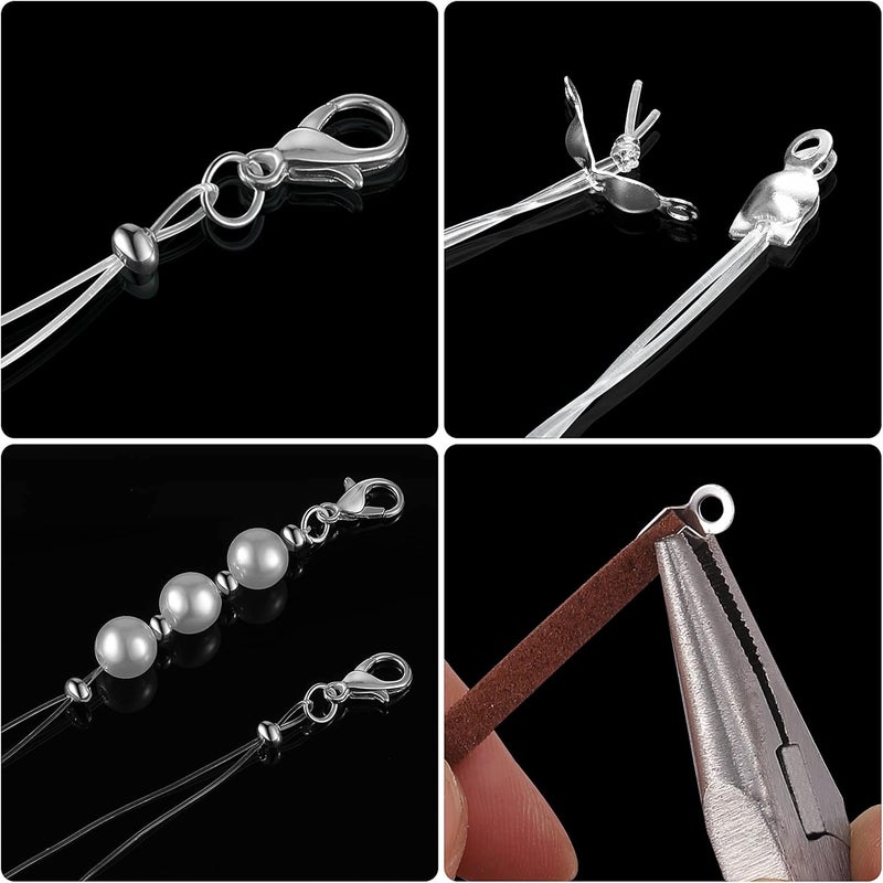 Sureio 880 Pieces Jewelry Making Accessories Set Include 80 Lobster Clasps 200 Bead Knot Covers 200 Crimp Cover 200 Crimp End Tip and 200 Jump Ring Connectors for DIY Crafts Bracelet Jewelry Supplies Silver  - Image 2