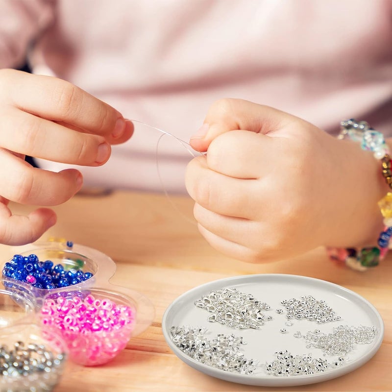 Sureio 880 Pieces Jewelry Making Accessories Set Include 80 Lobster Clasps 200 Bead Knot Covers 200 Crimp Cover 200 Crimp End Tip and 200 Jump Ring Connectors for DIY Crafts Bracelet Jewelry Supplies Silver  - Image 5