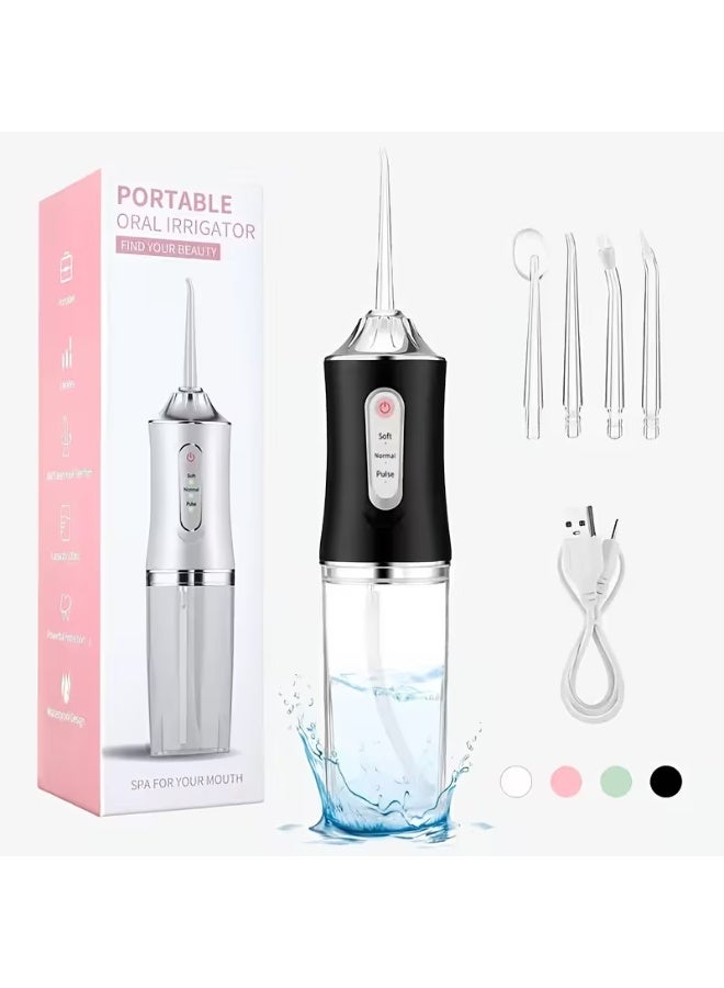 ELTRAZONE Oral Irrigator,Mini Water Flosser, Cordless 200mL Professional, 360° Nozzle Rotation, Hidden Charging Port, 4 Modes 4 Jet Tips, IPX6 Waterproof, Easy-to-Clean Oral Irrigator for Teeth Cleaning Gums,Orthodontic,Braces Dental Care - Black - Image 1