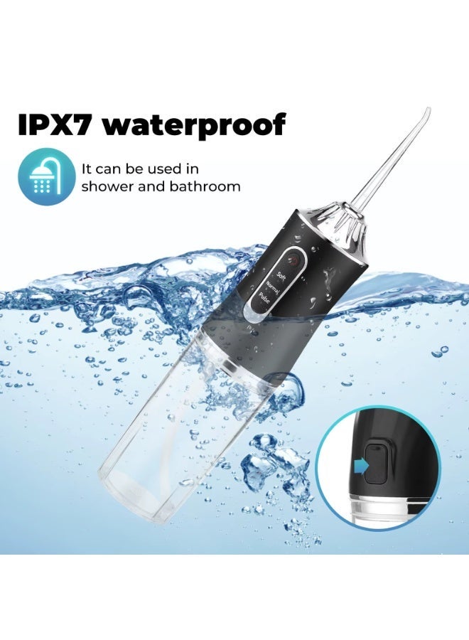 ELTRAZONE Oral Irrigator,Mini Water Flosser, Cordless 200mL Professional, 360° Nozzle Rotation, Hidden Charging Port, 4 Modes 4 Jet Tips, IPX6 Waterproof, Easy-to-Clean Oral Irrigator for Teeth Cleaning Gums,Orthodontic,Braces Dental Care - Black - Image 5