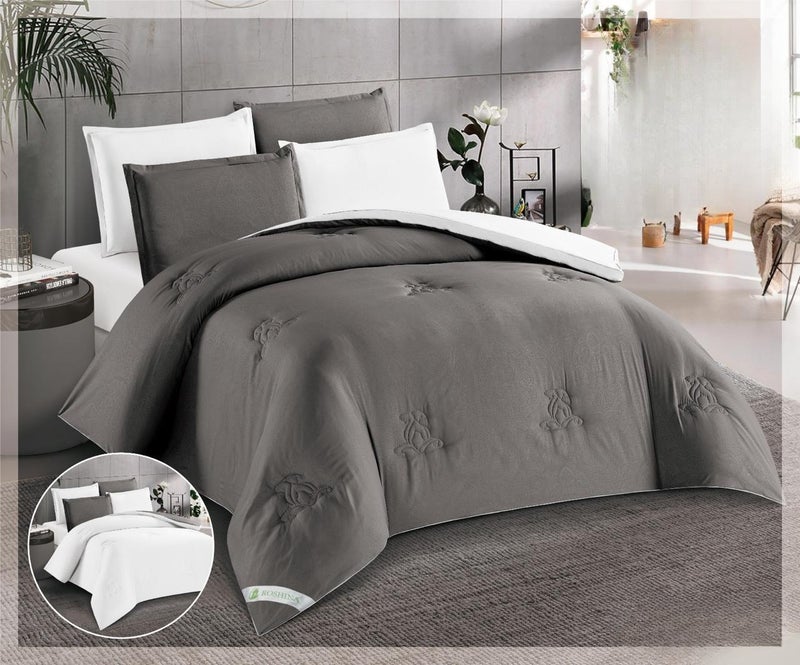 This 6-piece microfiber double bed set adds warm softness and luxurious details to your bedroom