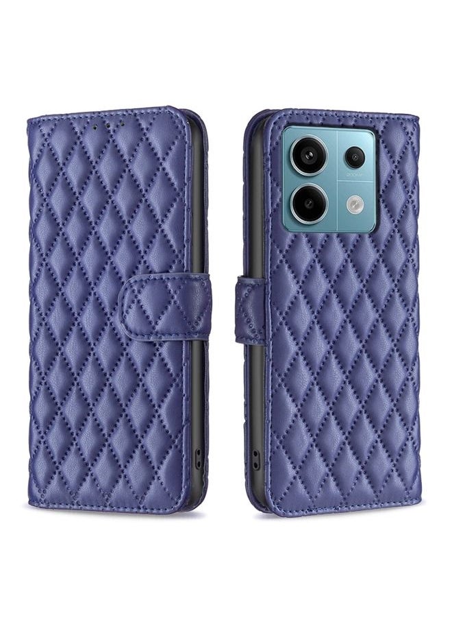 HuHa Case Cover For Xiaomi Redmi Note 13 Pro 5G Diamond Lattice Wallet Leather Flip Phone Case Blue 