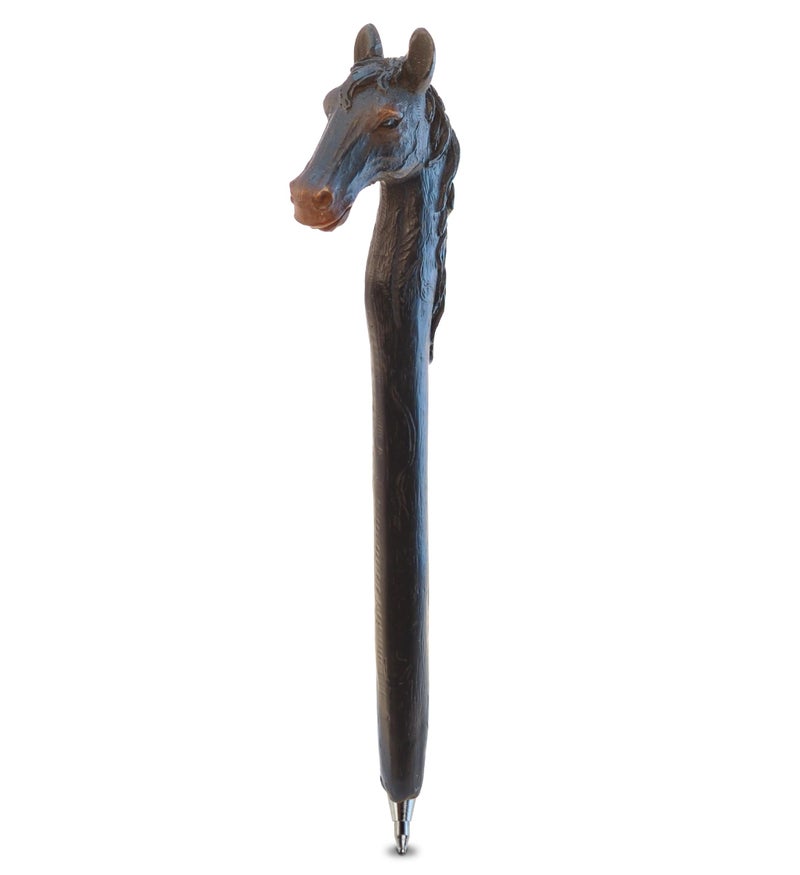 Puzzled Planet Pens 3D Horse Novelty Writing Pen - Cute Ballpoint Pen Designed with Horse Head Figure, Farm Animal Black Ink Pens for Gifts, Journaling Instruments for Girls and Boys - Image 1