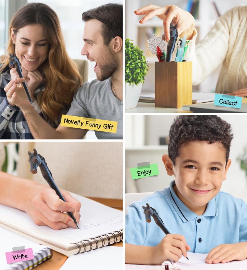 Puzzled Planet Pens 3D Horse Novelty Writing Pen - Cute Ballpoint Pen Designed with Horse Head Figure, Farm Animal Black Ink Pens for Gifts, Journaling Instruments for Girls and Boys - Image 4