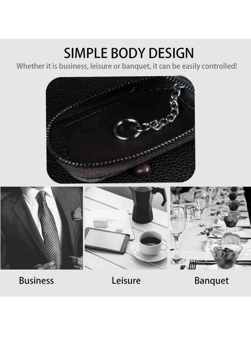 Car Key Case, Premium Genuine Leather Universal Car Key Case – Remote Key Fob Cover with Zipper Bag, Metal Hook & Keychain Holder – Black - Image 3