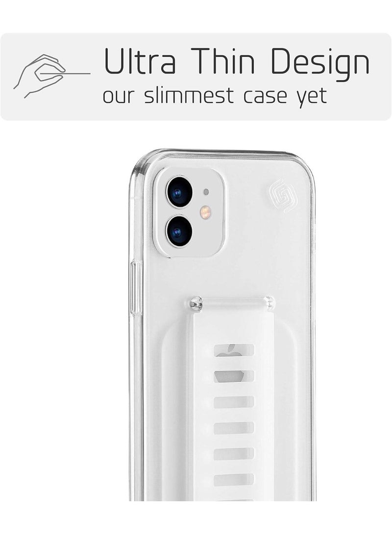 جريب 2 يو جراب شفاف رفيع لهاتف iPhone 12/12 Pro - غطاء شفاف خفيف الوزن للغاية مع حزام قبضة مدمج، تصميم يمنع السقوط، متوافق مع الشحن اللاسلكي - Image 3