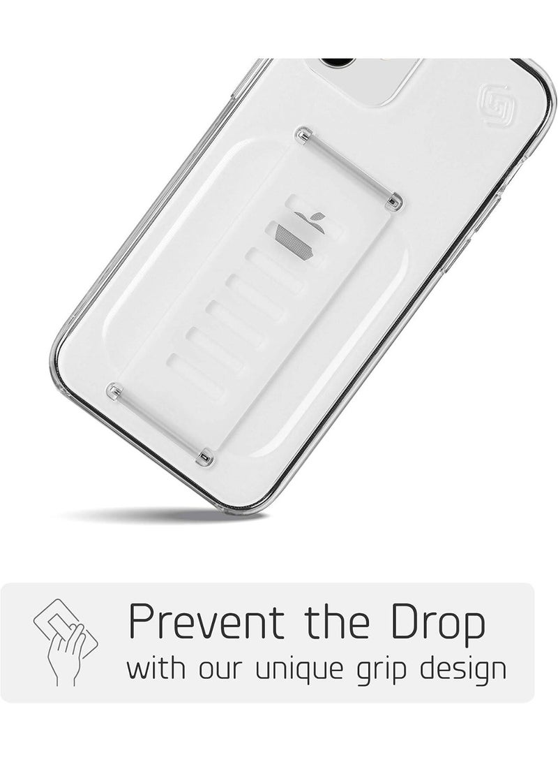 جريب 2 يو جراب شفاف رفيع لهاتف iPhone 12/12 Pro - غطاء شفاف خفيف الوزن للغاية مع حزام قبضة مدمج، تصميم يمنع السقوط، متوافق مع الشحن اللاسلكي - Image 4