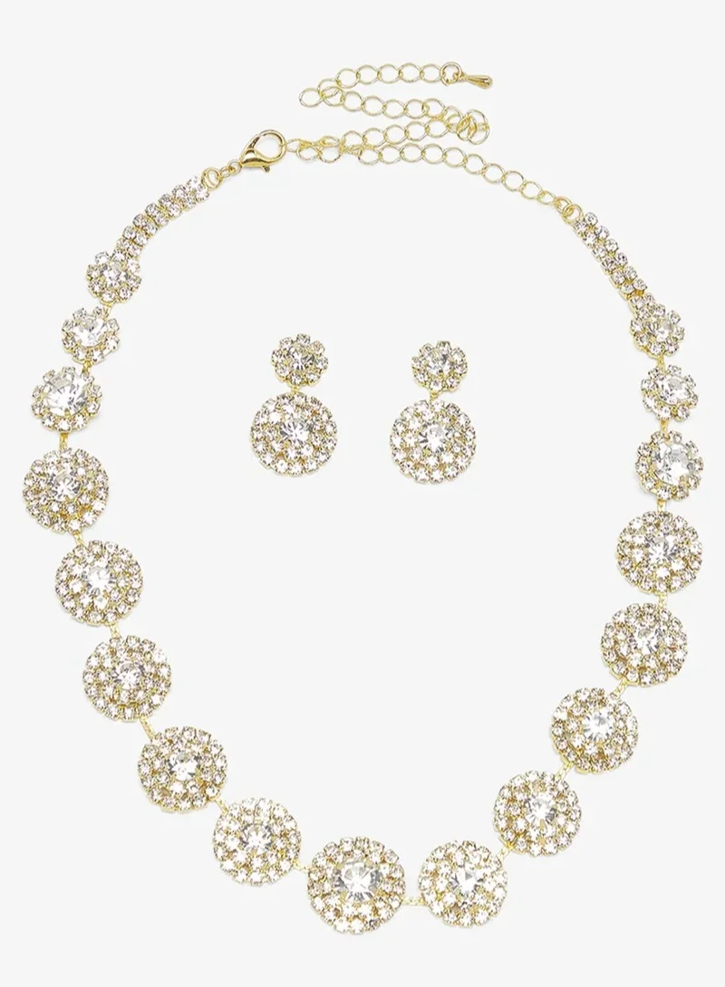 Khizana Silver Diamonte Jewelry Set Choker Earrings