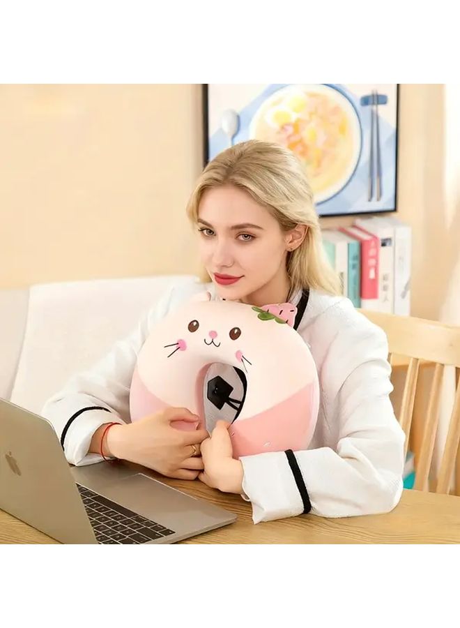 وسادة رقبة على شكل حرف U من رغوة الذاكرة على شكل قطة، ناعمة، ذات ارتداد بطيء، دعم للسفر، قابلة للغسل في الغسالة - Image 4