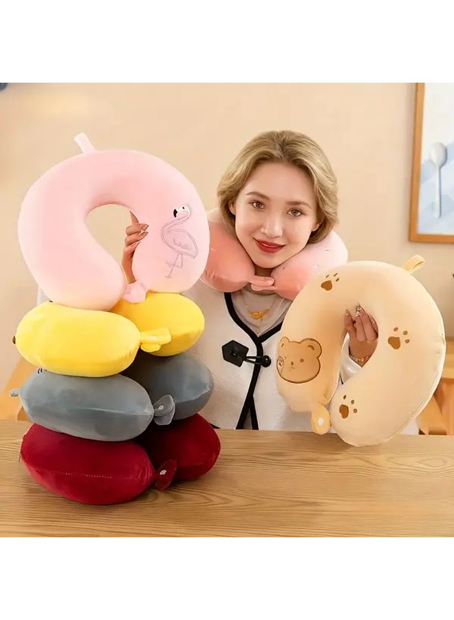 وسادة رقبة على شكل حرف U من رغوة الذاكرة على شكل قطة، ناعمة، ذات ارتداد بطيء، دعم للسفر، قابلة للغسل في الغسالة - Image 2