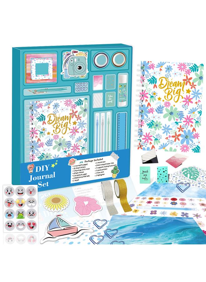 Bluejw DIY JOUNARY SET Children Blue Hand Account Sticker Stationery Gift Box Scrapbook Diaries Suit - Image 1