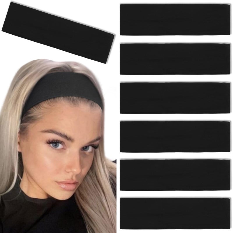 Tobeffect Black Headbands for Women Non Slip - Trendy Womens Headbands 7PCS Elastic Hair Bands for Women's Hair -Workout Sweat Head Bands Cotton Cloth Headband for Yoga Running Sport - Image 1