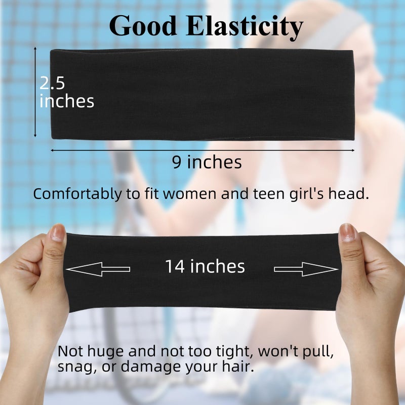 Tobeffect Black Headbands for Women Non Slip - Trendy Womens Headbands 7PCS Elastic Hair Bands for Women's Hair -Workout Sweat Head Bands Cotton Cloth Headband for Yoga Running Sport - Image 5