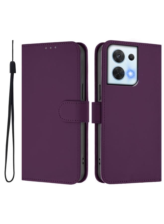 اس-توب جراب لهاتف OPPO Reno8 5G مصنوع من الجلد بلون سادة مع حبل تعليق - Image 2