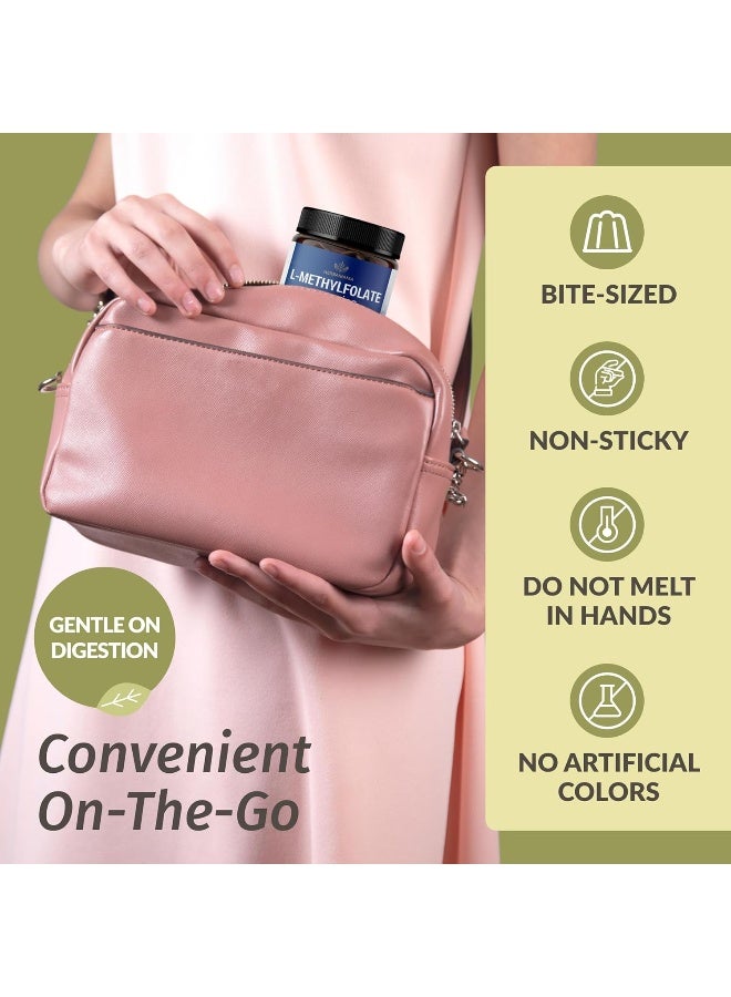 HERBAMAMA L-Methylfolate Gummies - 15Mg 5-Mthf Calming Supplement For Adults - Vegan, Non-Gmo Methylated Folate (Vitamin B9) For Brain Support - 60 Pectin-Based Blueberry-Flavored Chews - Image 5