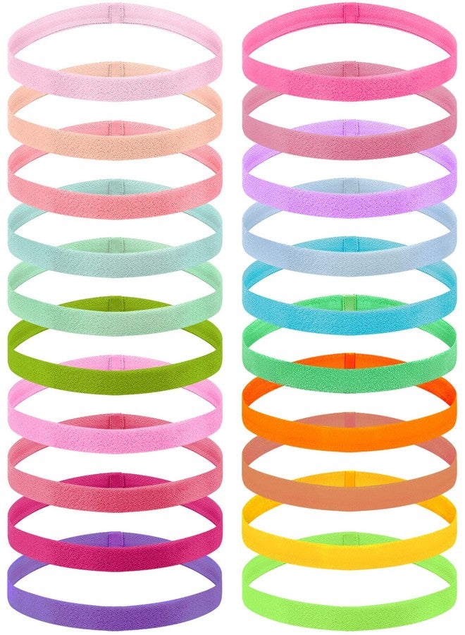 Duufin 20 Pieces Elastic Headbands Sport Headband Thin Non Slip Headband Workout Headbands Colorful Elastic Sport Headbands for Women and Girls - Image 1