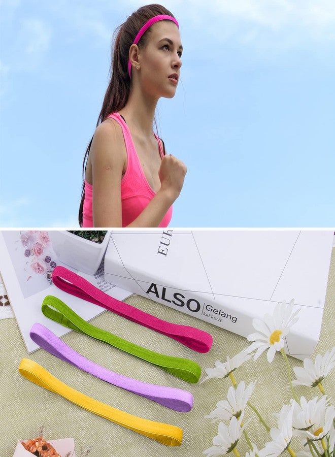 Duufin 20 Pieces Elastic Headbands Sport Headband Thin Non Slip Headband Workout Headbands Colorful Elastic Sport Headbands for Women and Girls - Image 4