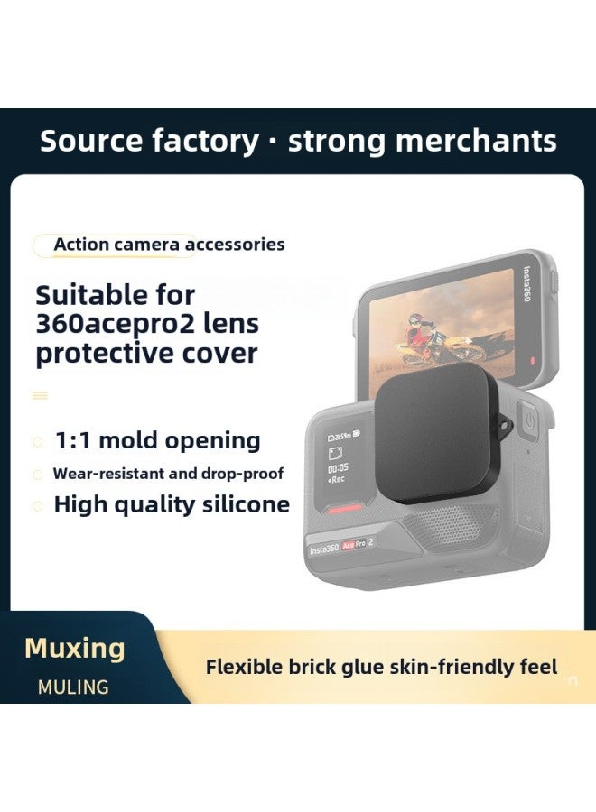 غطاء عدسة سيليكون من Shadow Stone لكاميرا Insta360 ACE Pro2 وحقيبة تخزين AcePro2 وملحقات الفيلم المقوى - اللون: مجموعة Ace pro 0.1 كجم + غطاء عدسة * 2 + حقيبة تخزين سوداء - Image 2