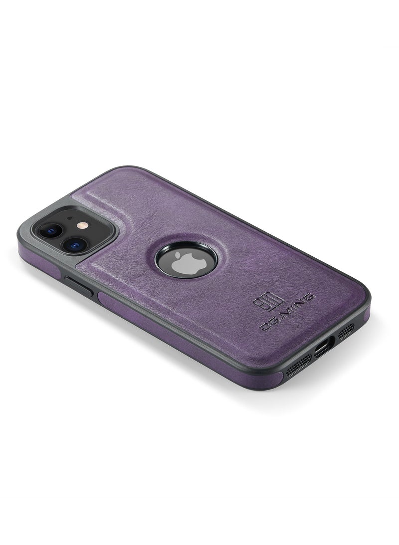 DGMING Case Cover Premium Leather Back with Logo CutOut Shockproof Compatible with Iphone 12 / Iphone 12 Pro (Purple) - Image 3