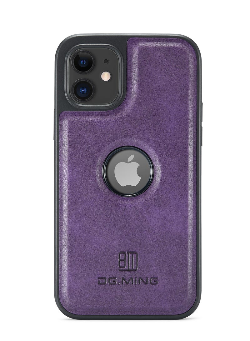 DGMING Case Cover Premium Leather Back with Logo CutOut Shockproof Compatible with Iphone 12 / Iphone 12 Pro (Purple) - Image 2