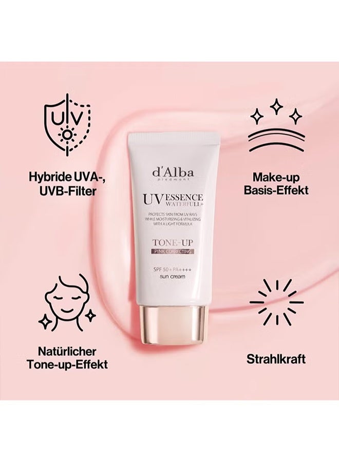 دي'ألبا مجموعة كريم واقي الشمس المائي UV ESSENCE WATERFULL وسبراي السيروم الأول، SPF 50 PA، كريم واقي شمس ملون بلون وردي لتوحيد اللون، سيروم وجه نباتي مرطب ومشع بطبقة مزدوجة من الكمأة البيضاء، 50مل و100مل - Image 5