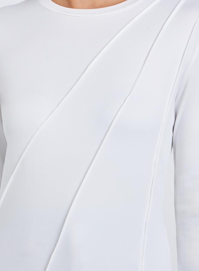 Styli White Long Sleeve T-Shirt with Pipping Detail - Image 3