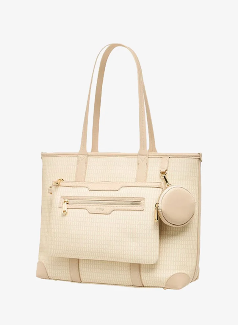 MISSY BEIGE Women Monogram Print Tote Bag with Double Handle and Detachable Pouch for Women | Best Price UAE