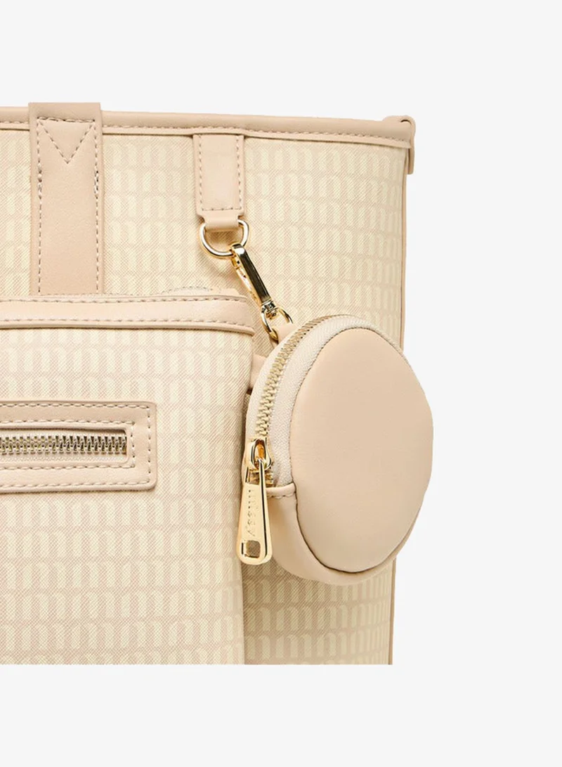 MISSY BEIGE Women Monogram Print Tote Bag with Double Handle and Detachable Pouch for Women | Best Price UAE