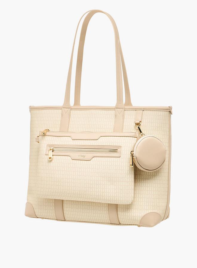 MISSY Women Monogram Print Tote Bag with Double Handle and Detachable Pouch - Image 3