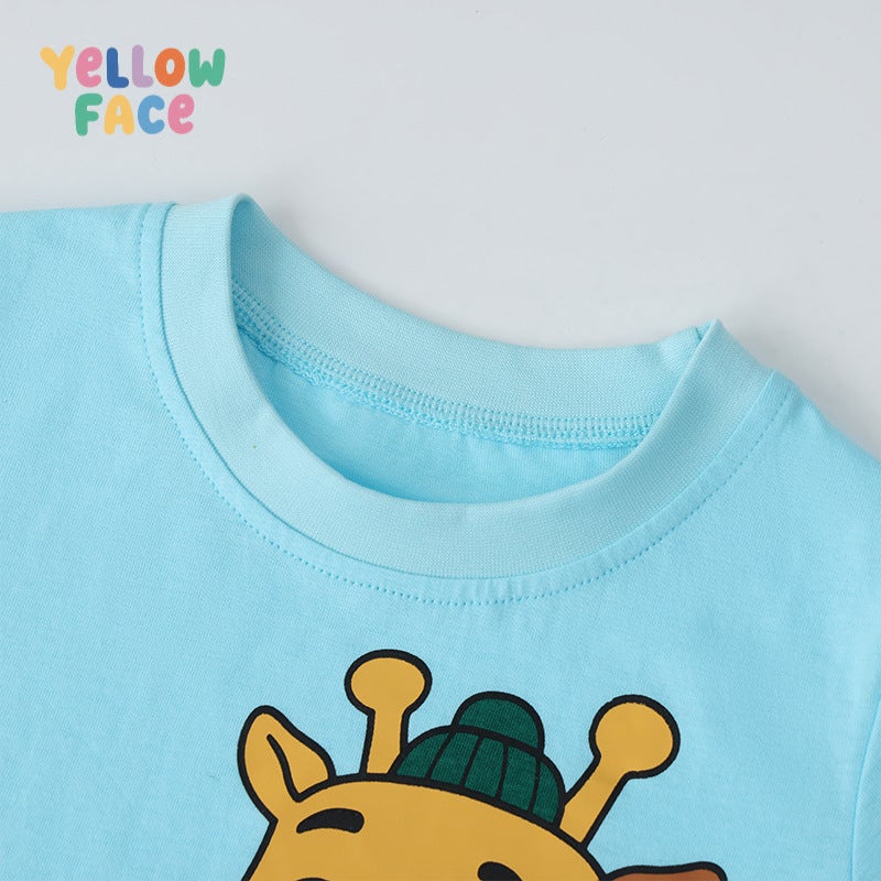Boys' Short Sleeve T-Shirt with Giraffe Print - Image 3