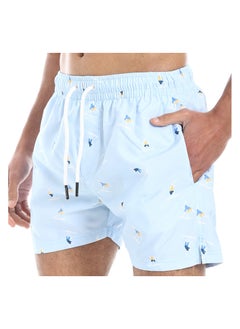 بافون Summer Vibes Regular Fit Swim Shorts - Baby Blue, Yellow and White  - Image 4