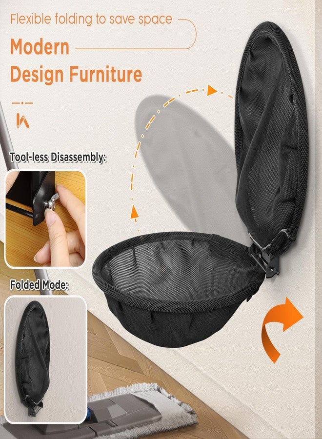 JUNSPOW Cat Hammock Wall Mounted, Foldable & Stable Cat Beds- Breathable Cat Wall Shelves for Sleeping, Playing, Climbing, and Lounging - Maximum Hold Up to 30lb (Black) - Image 2